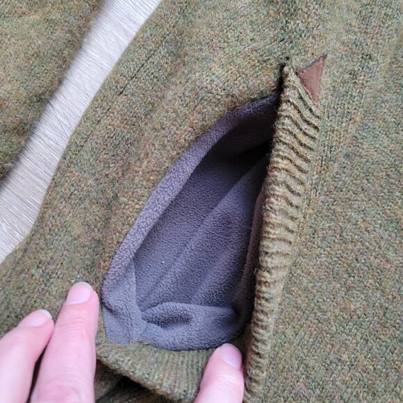 Duluth Trading Men's Windproof Full Zip Sweater Jacket Shetland Wool Green Sz. M - Picture 4 of 13